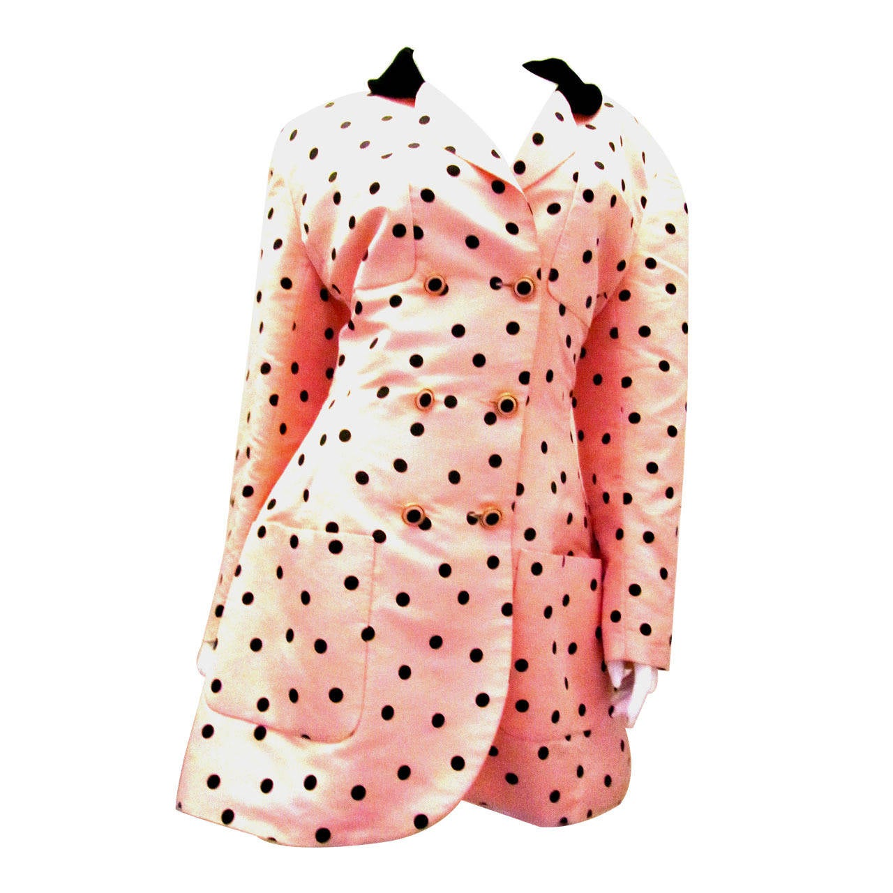 Chanel Pink Blazer with Black Polka Dots - Size 38 For Sale