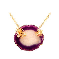 Chanel Purple and White Agate Cross Section Couture Necklace