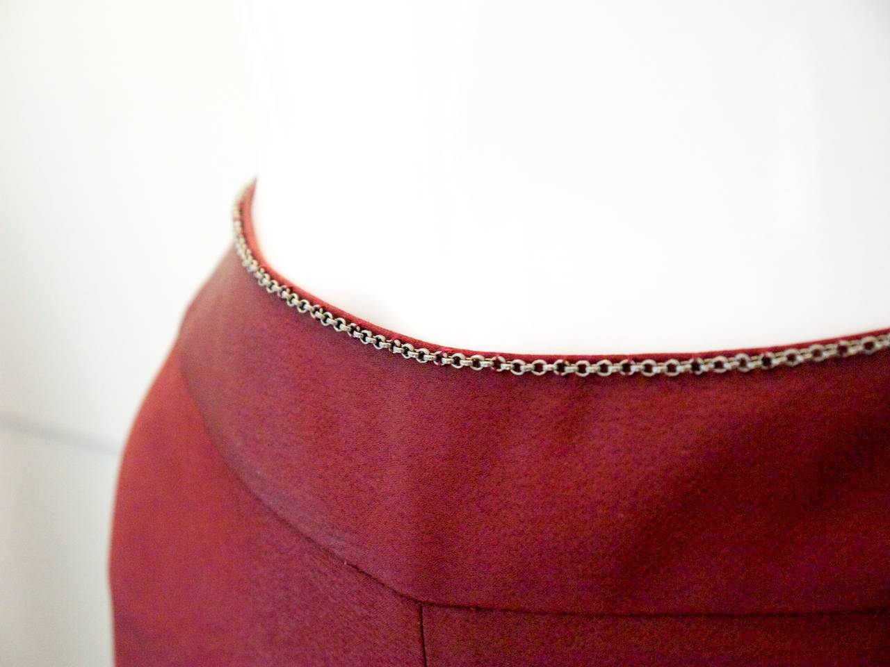 Pink Chanel Burgundy Cocktail Pants with Attached Chain