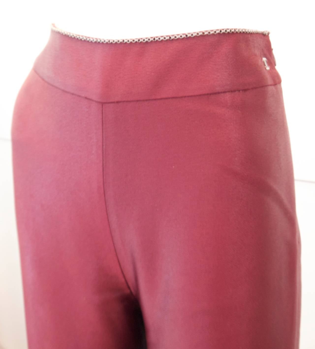 Women's Chanel Burgundy Cocktail Pants with Attached Chain