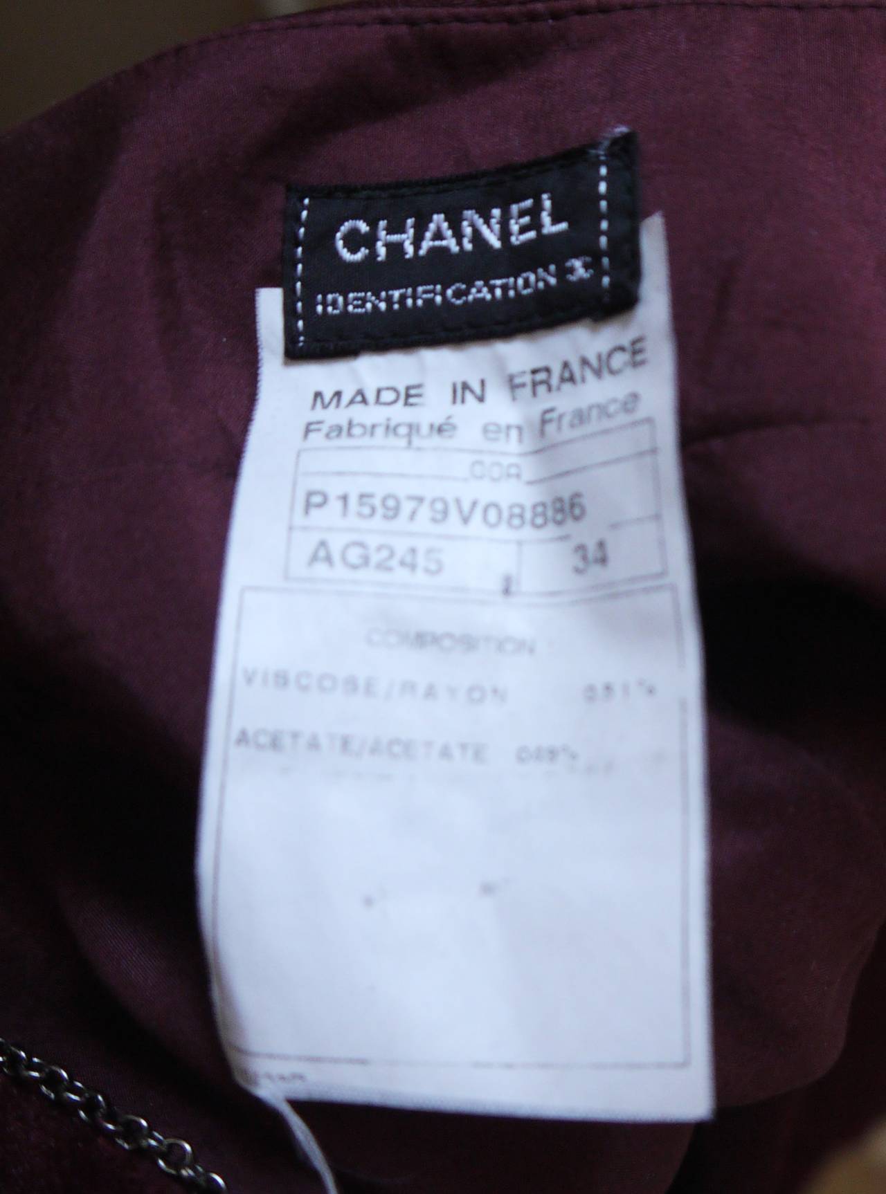 Chanel Burgundy Cocktail Pants with Attached Chain 2
