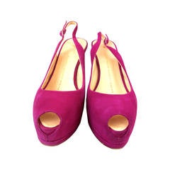 Giuseppe Zanotti Pink Fuchsia Suede Pumps with Heel Strap - Size 37 9