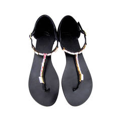 Giuseppe Zanotti Strap Sandals - Size 37 - Black with Rhinestones 1