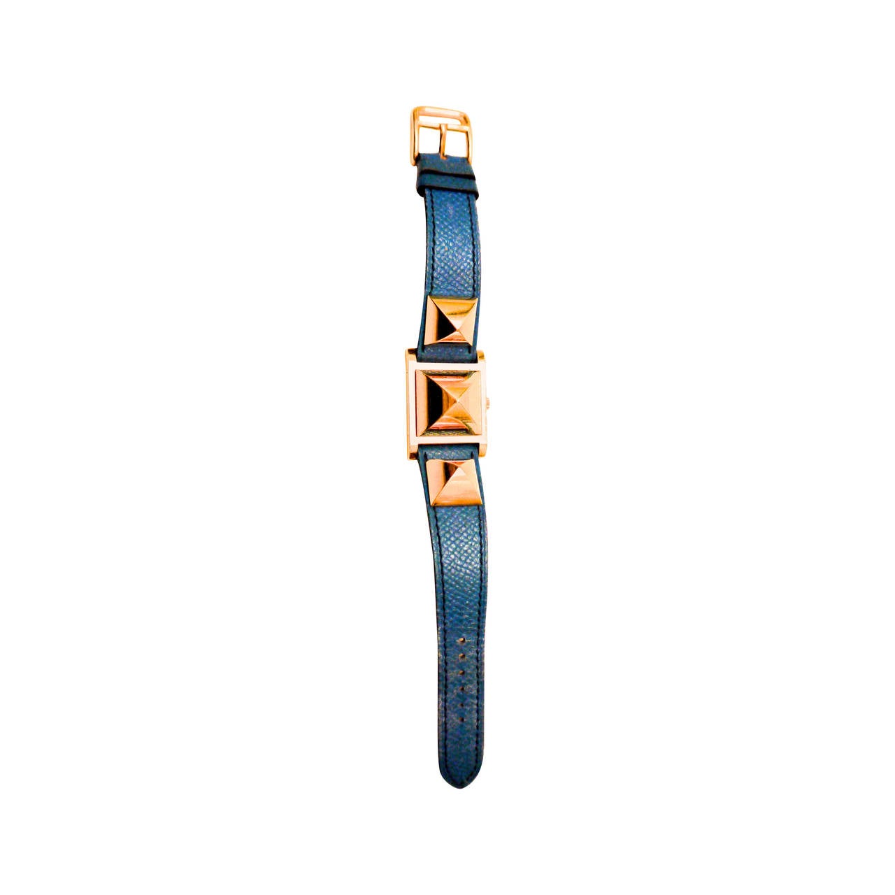 Hermes Medor Wrist Watch - Blue Strap with Gold Tone Hardware