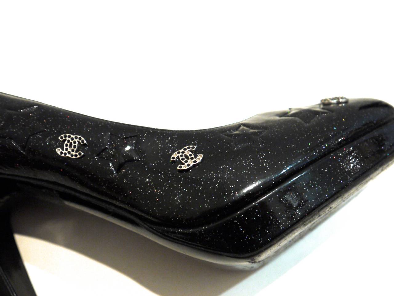 Women's Chanel Black Patent Platform Shoes / Heel - Size 41
