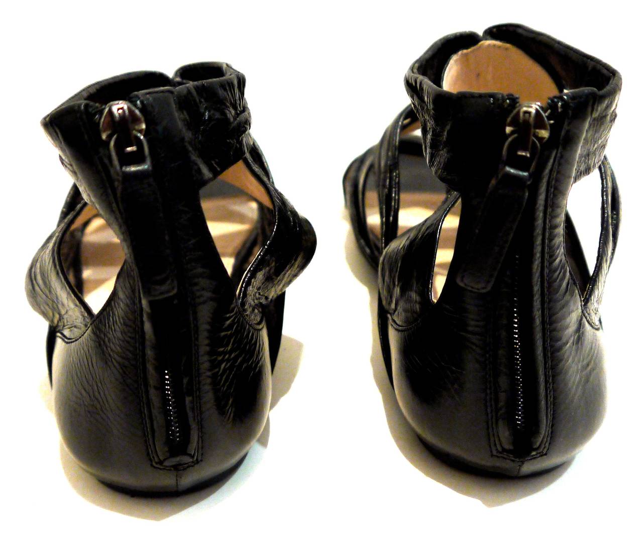 New Prada Black Sandals - Gladiator Style - Size 37.5 For Sale 2
