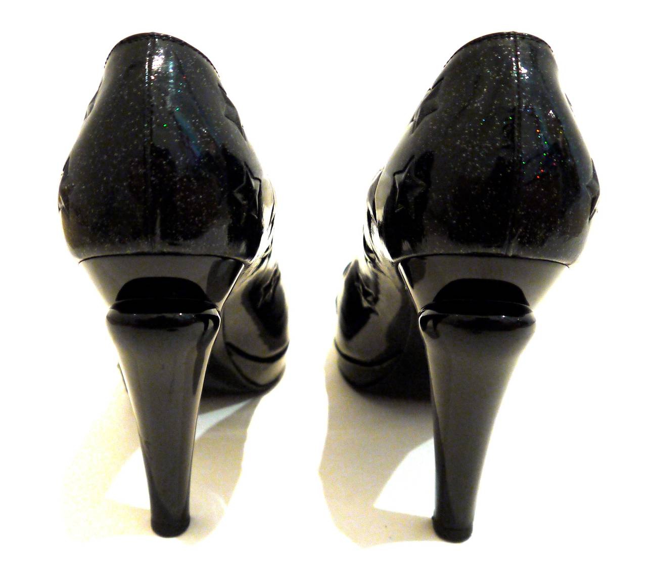 Chanel Black Patent Platform Shoes / Heel - Size 41 1