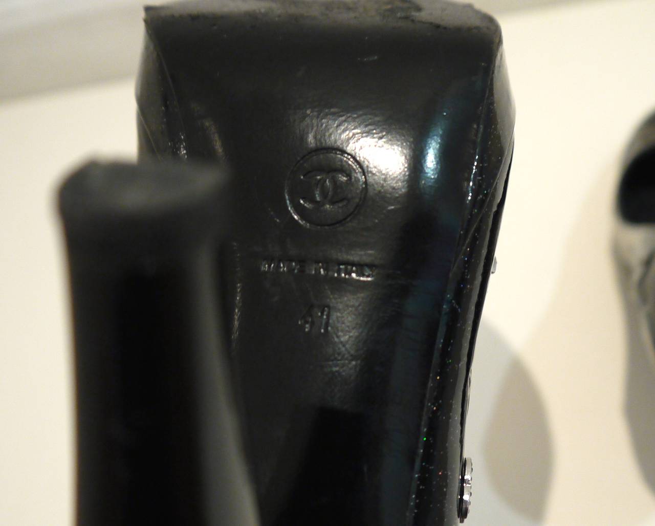Chanel Black Patent Platform Shoes / Heel - Size 41 2