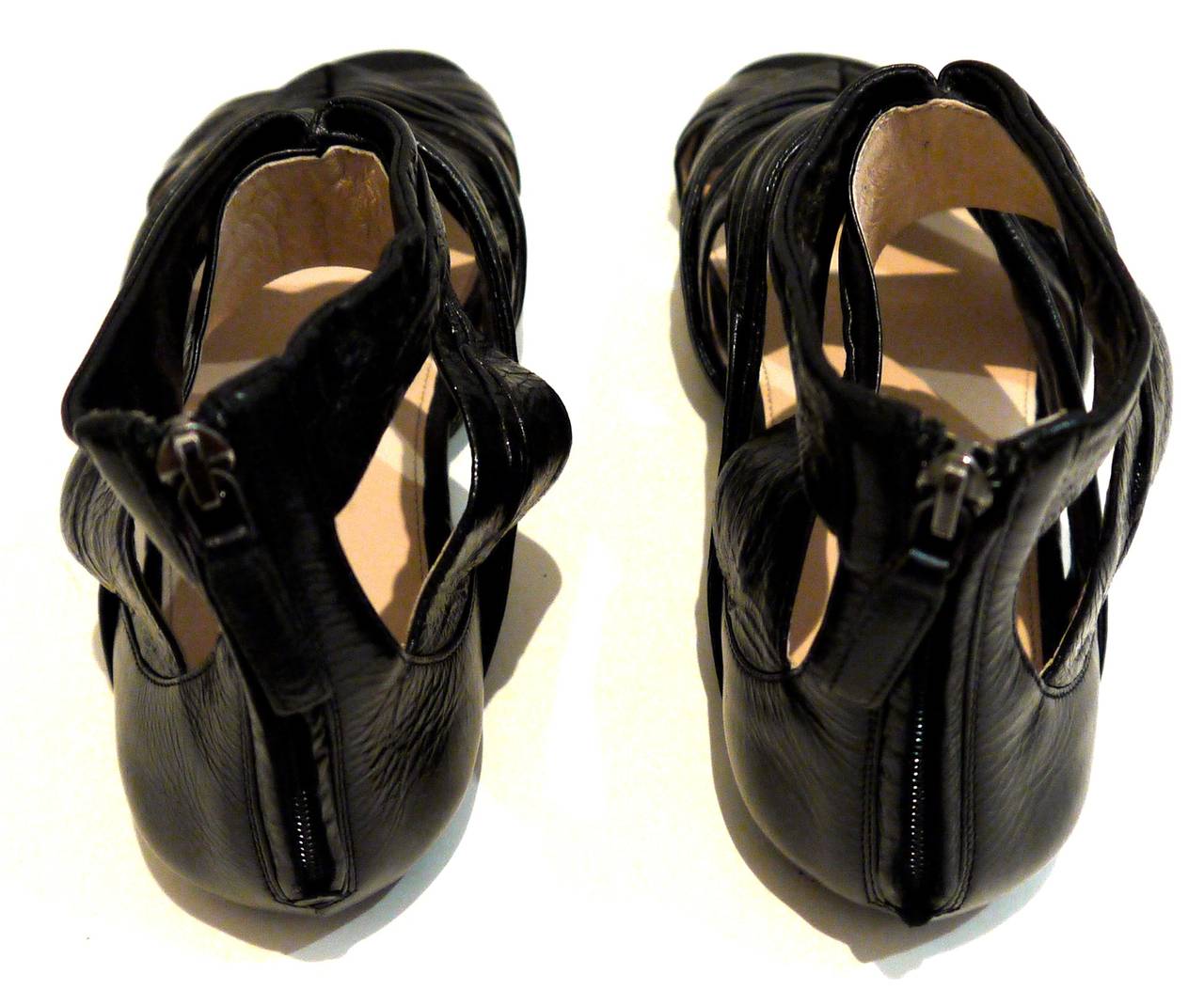 New Prada Black Sandals - Gladiator Style - Size 37.5 For Sale 1