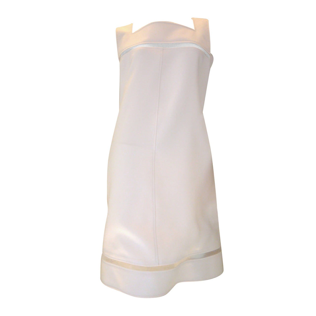 Courreges White Cocktail Dress with Peek-A-Boo Mesh Cross Sections For Sale