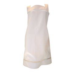 Courreges White Cocktail Dress with Peek-A-Boo Mesh Cross Sections
