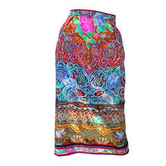 Vintage Leonard Multi Floral Silk Print Skirt 12