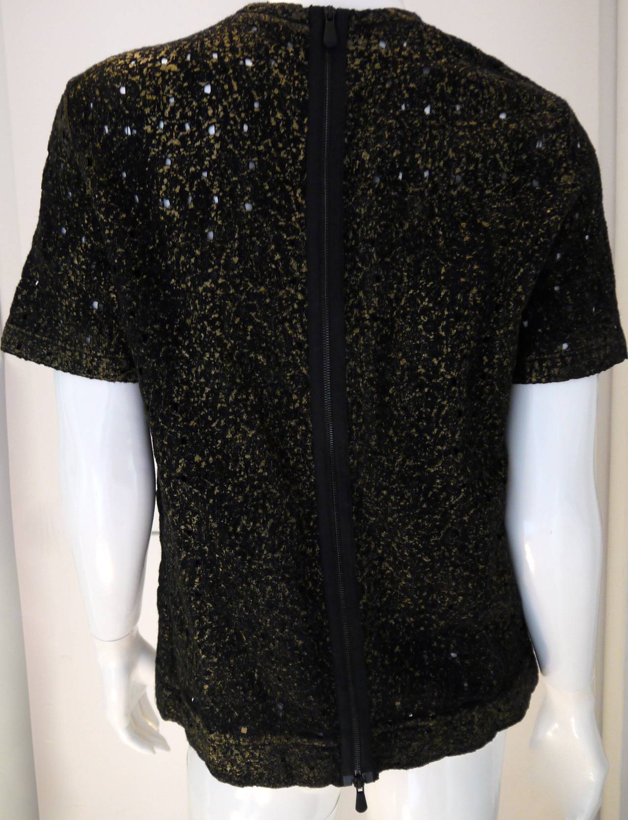 Women's Bottega Veneta Black and Gold Shirt - Size 42