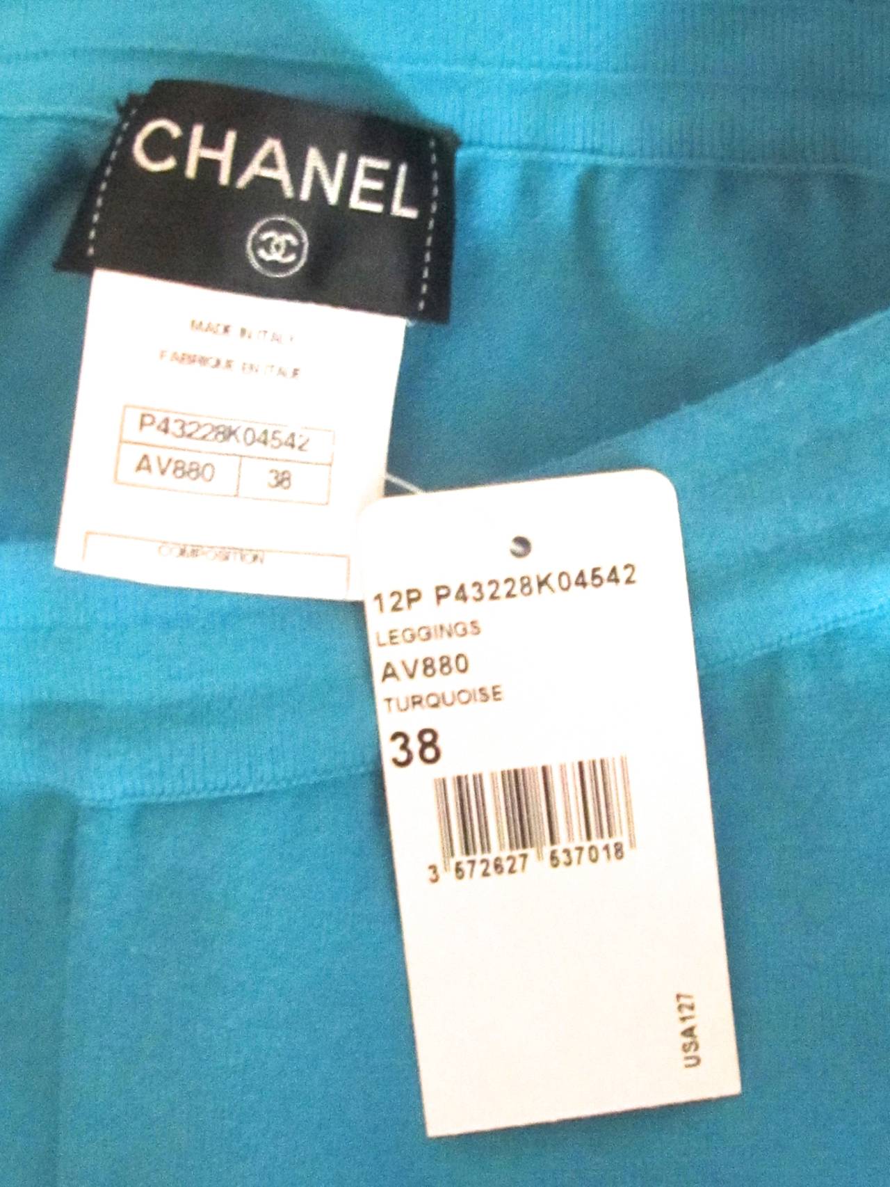 New Chanel Pants - Casual Turquoise - Size 38 For Sale 1