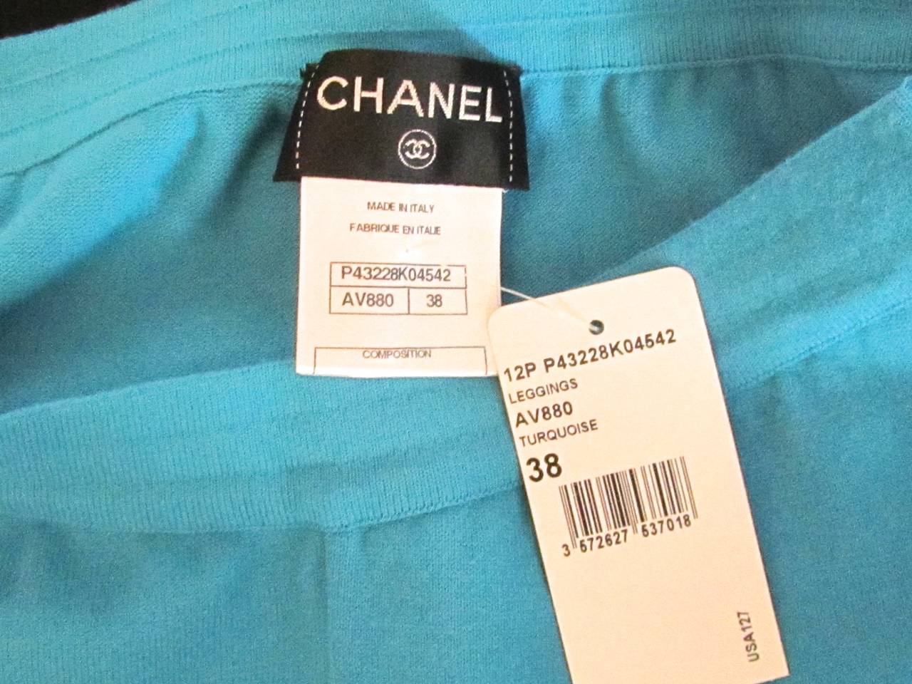 Women's New Chanel Pants - Casual Turquoise - Size 38 For Sale