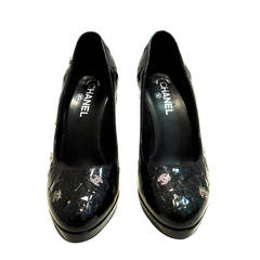 Chanel Black Patent Platform Shoes / Heel - Size 41
