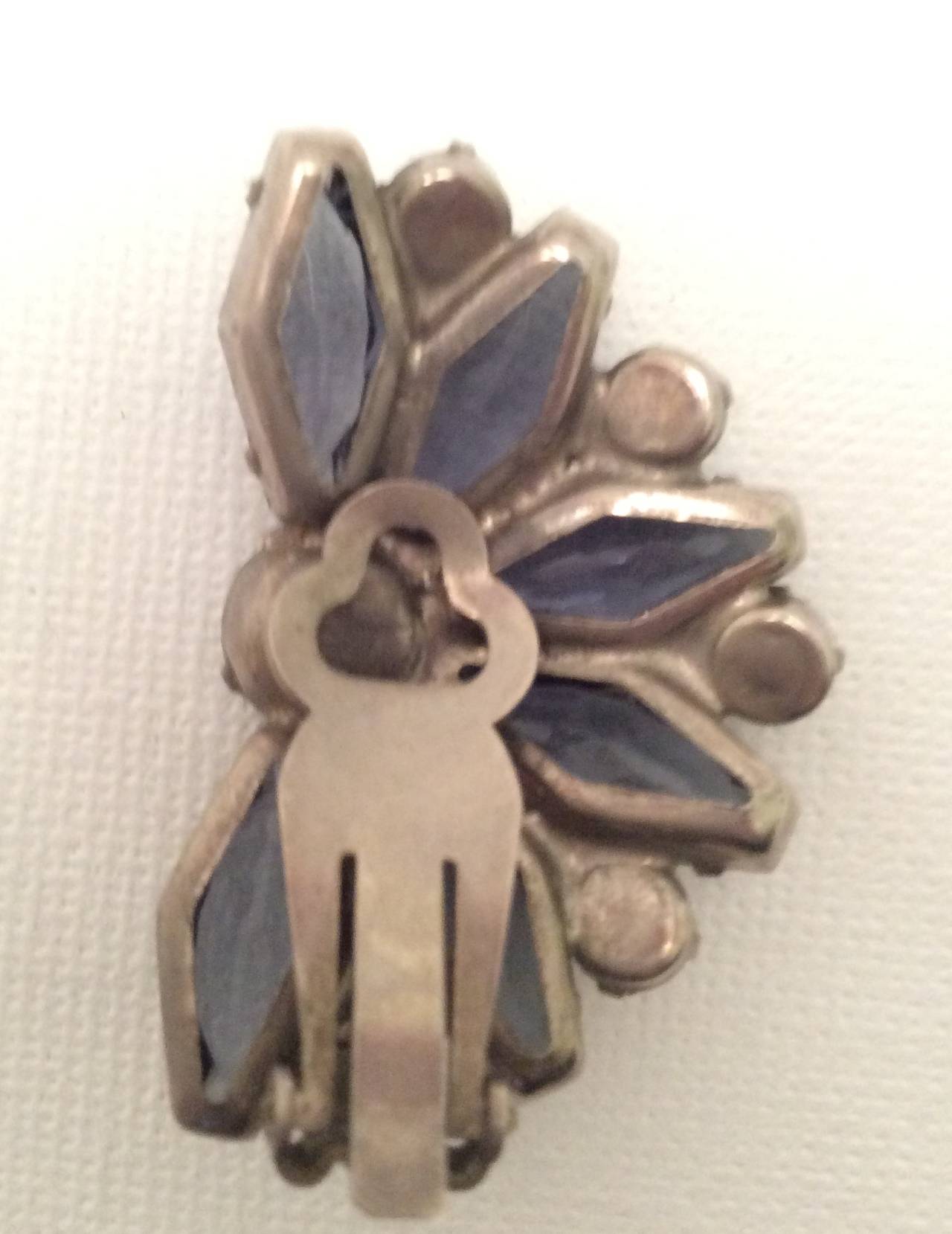 Blue Rhinestone Fab 1950's Earrings 1950's