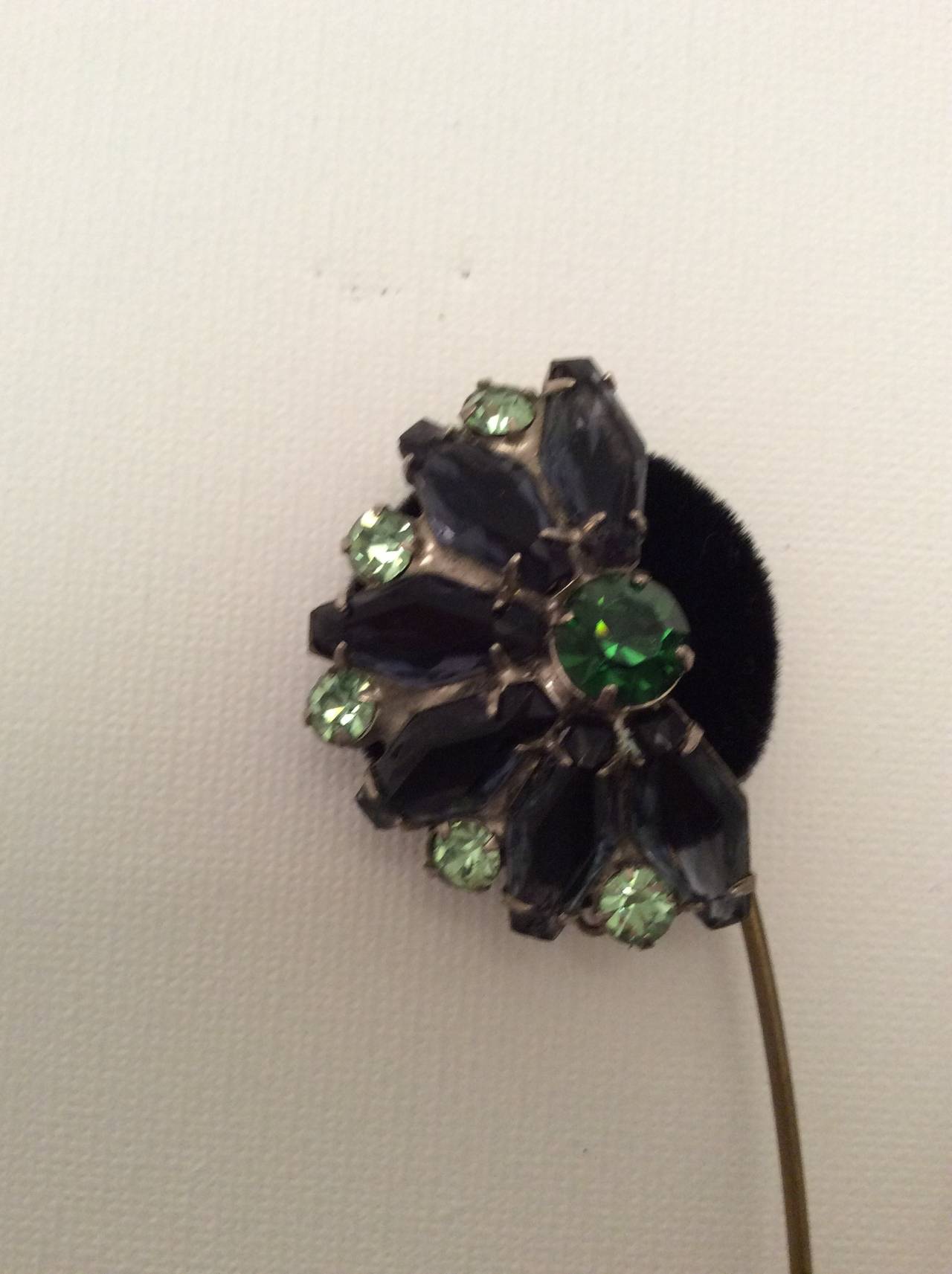 Rhinestone Earrings in shades of green and Grey  Clips For Sale 1