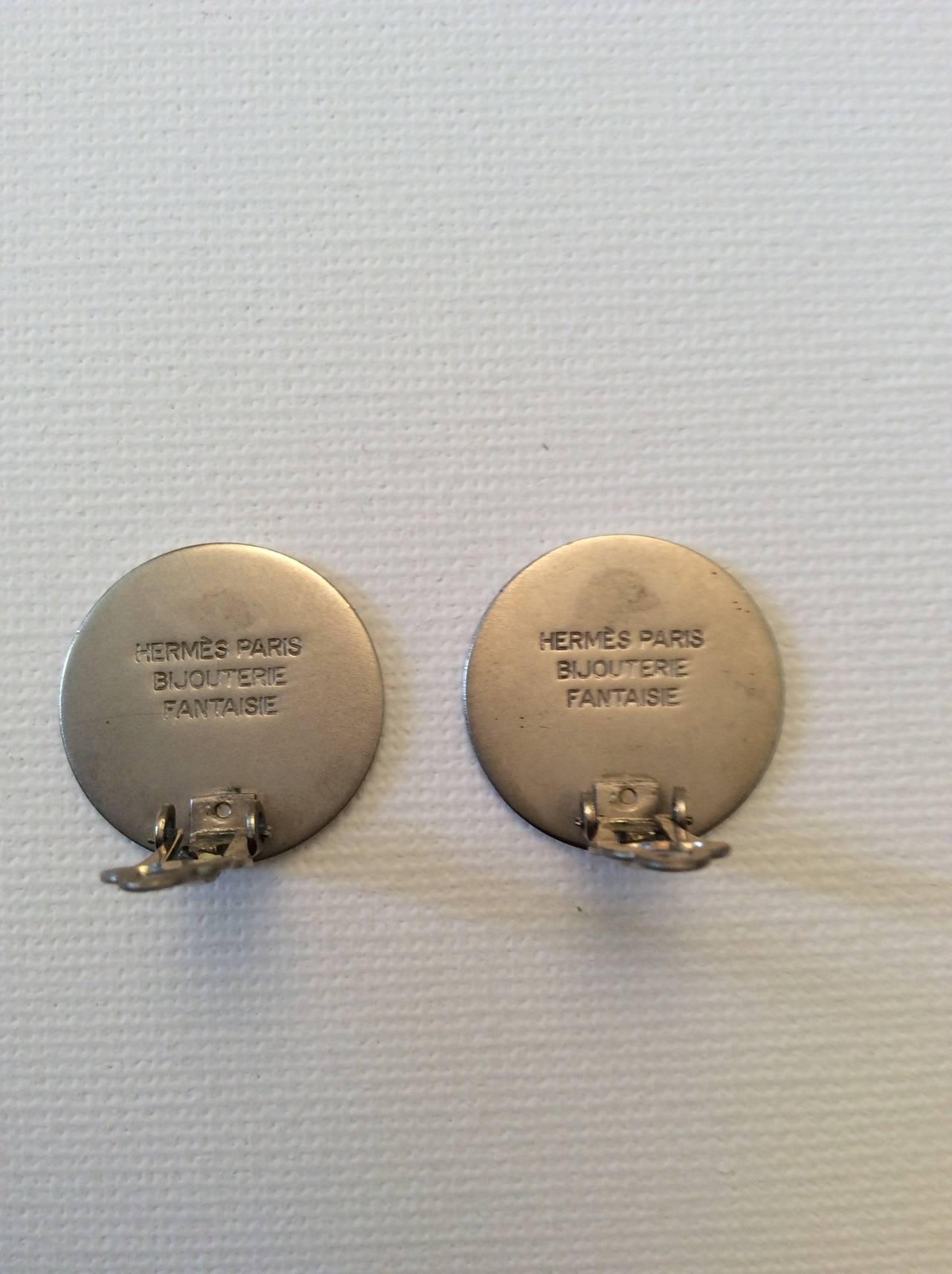 Hermes Earrings Classic Brushed  Silver/Tone Clips 1
