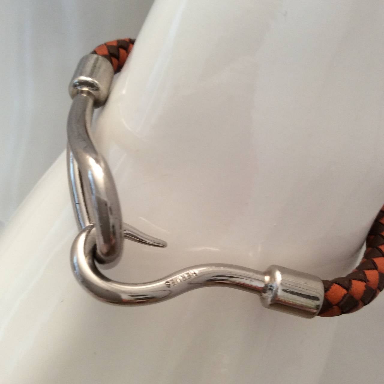 Hermes Bracelet Leather - Braided Orange and Brown 2