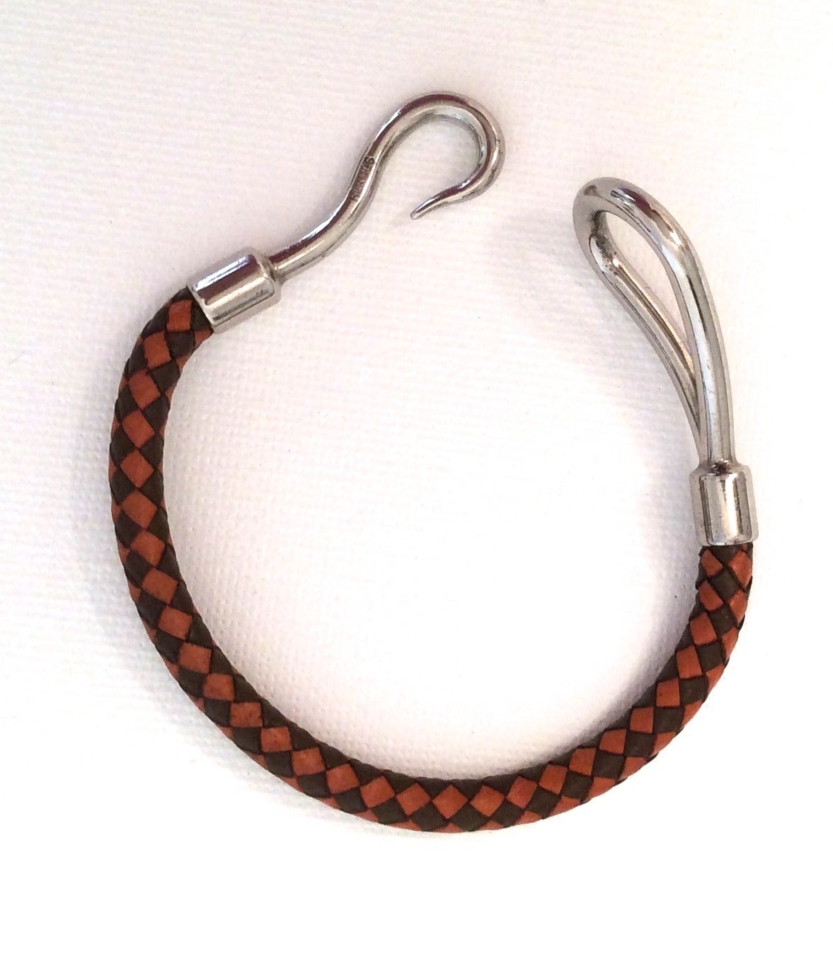 Hermes Bracelet Leather - Braided Orange and Brown 3