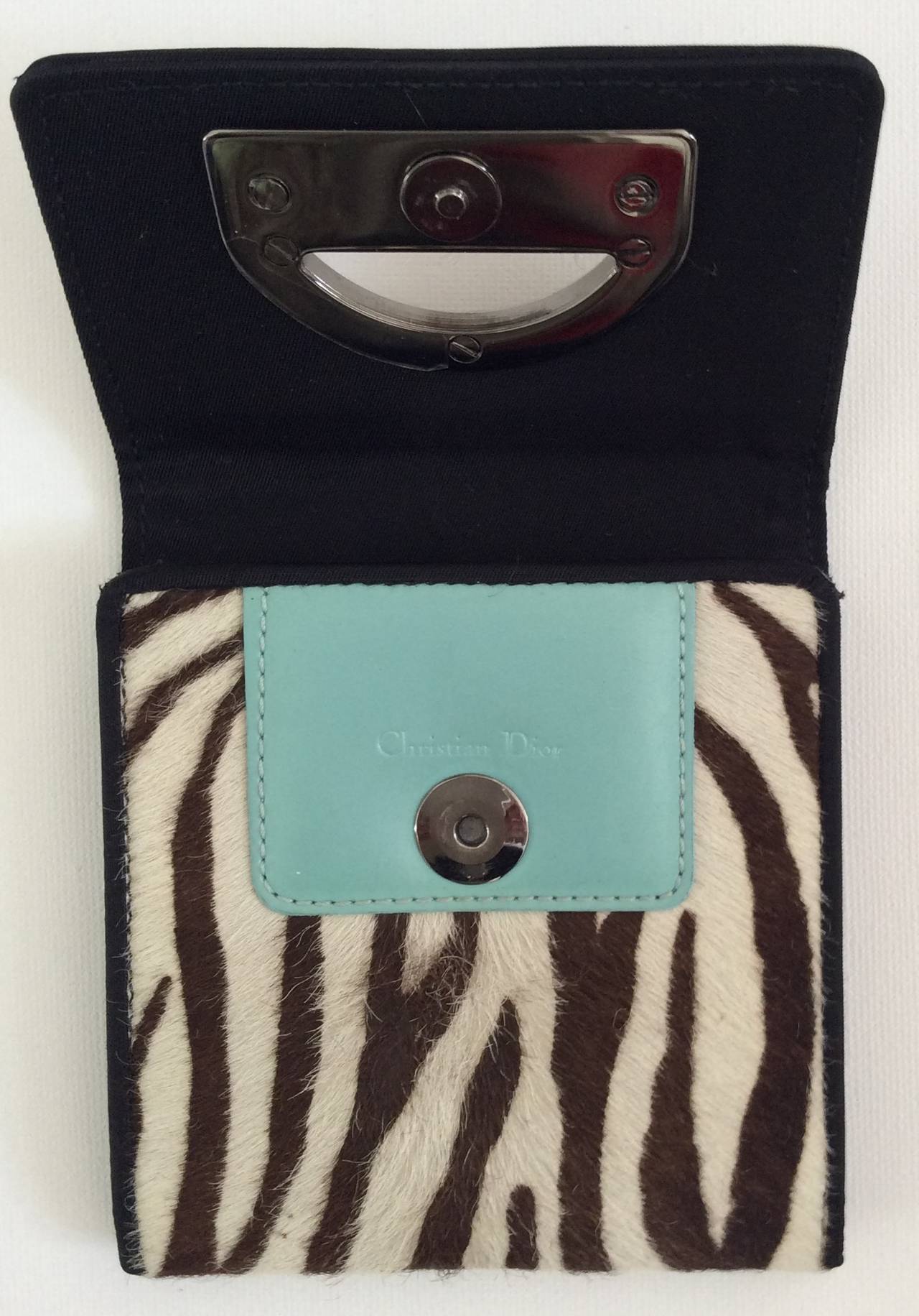 Black Christian Dior brown and zebra print pony fur Purse / Crossbody / Wallet Trio  For Sale