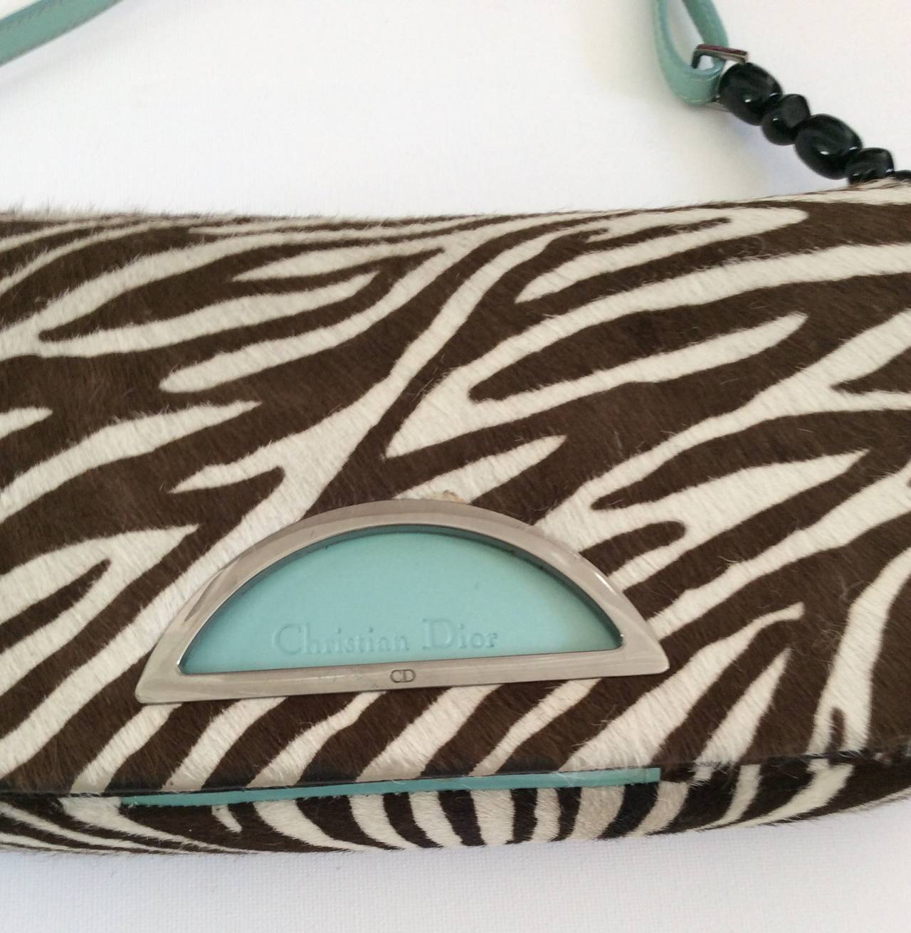 Christian Dior brown and zebra print pony fur Purse / Crossbody / Wallet Trio For Sale 2