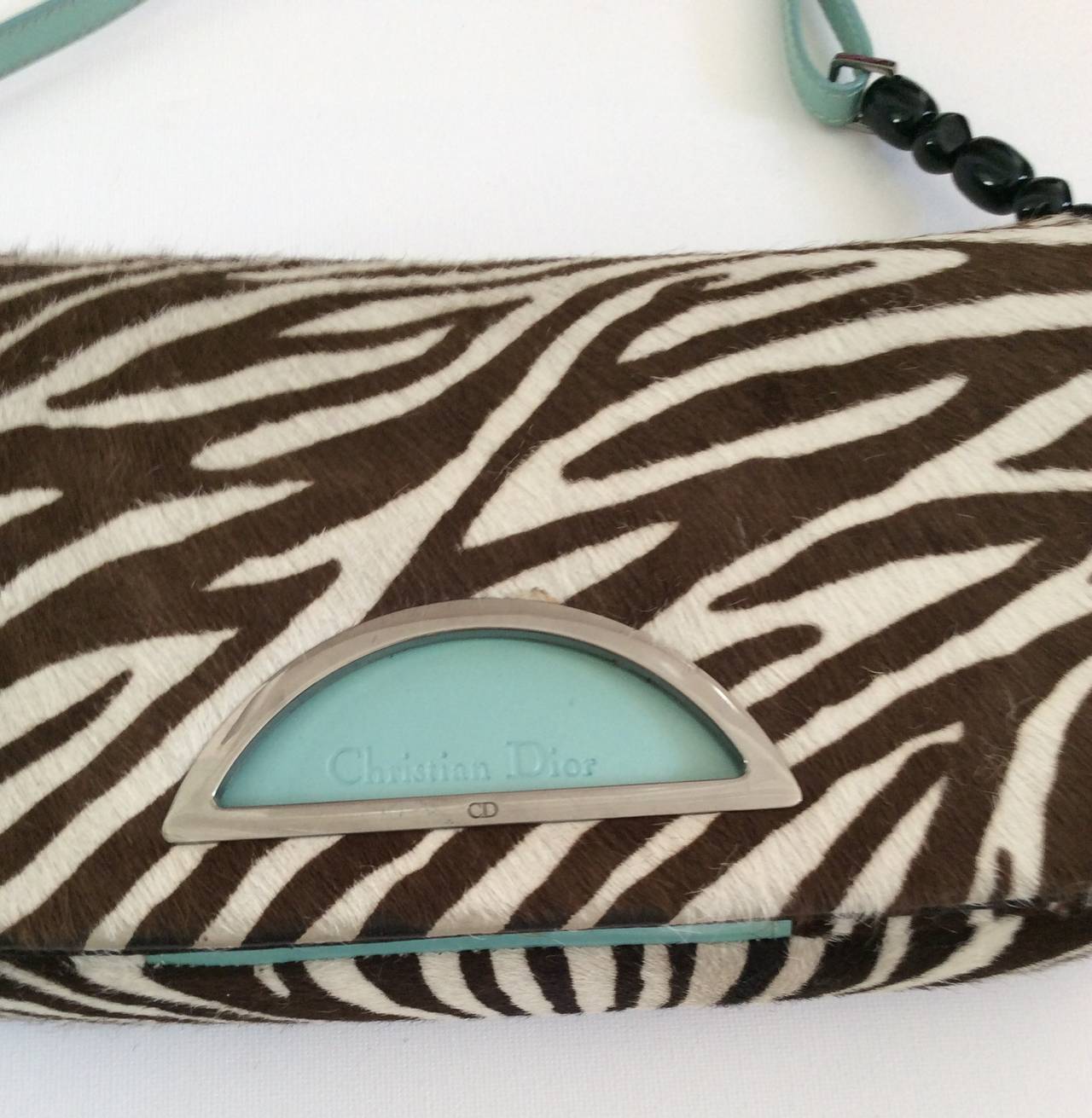 Christian Dior brown and zebra print pony fur Purse / Crossbody / Wallet Trio  For Sale 2