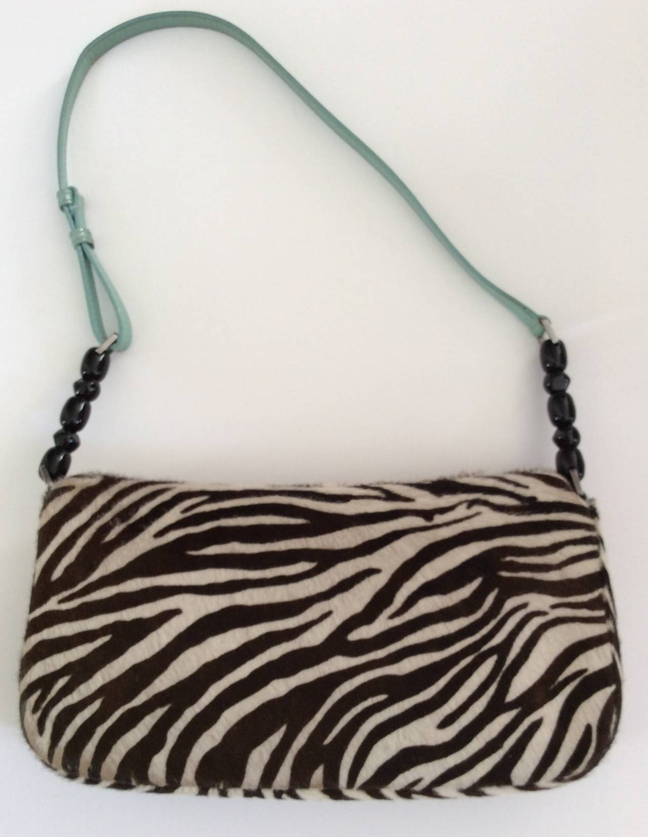 Christian Dior brown and zebra print pony fur Purse / Crossbody / Wallet Trio  For Sale 1