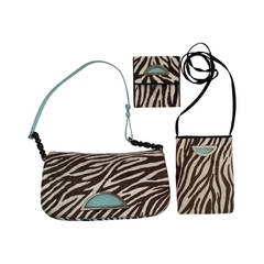 Christian Dior brown and zebra print pony fur Purse / Crossbody / Wallet Trio