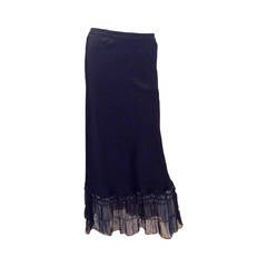 Prada Long Black Silk Skirt