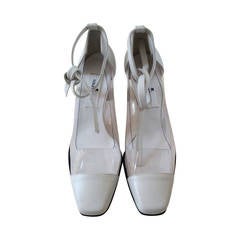 New Courreges Shoes - Size 38 - White leather / Clear Plastic with Ankle Tie