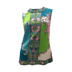 Vintage Mr. Dino Sleeveless Top with Vibrant Colors and Magnificent Pattern - 1970's