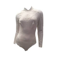 Barbara of Paris Lace White Body Suit