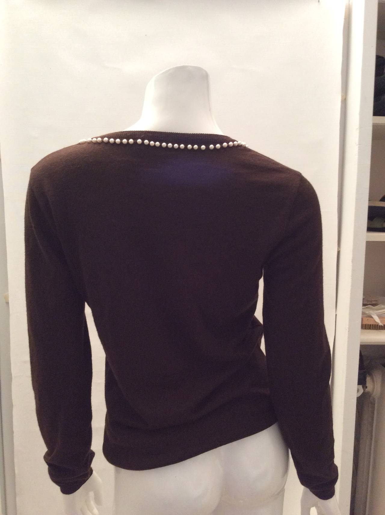 Moschino Cheap and Chic Brown Pearl Sweater For Sale at 1stDibs