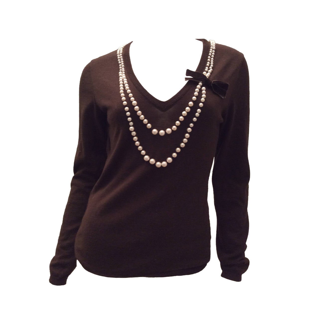 Moschino Cheap and Chic Brown Pearl Sweater For Sale