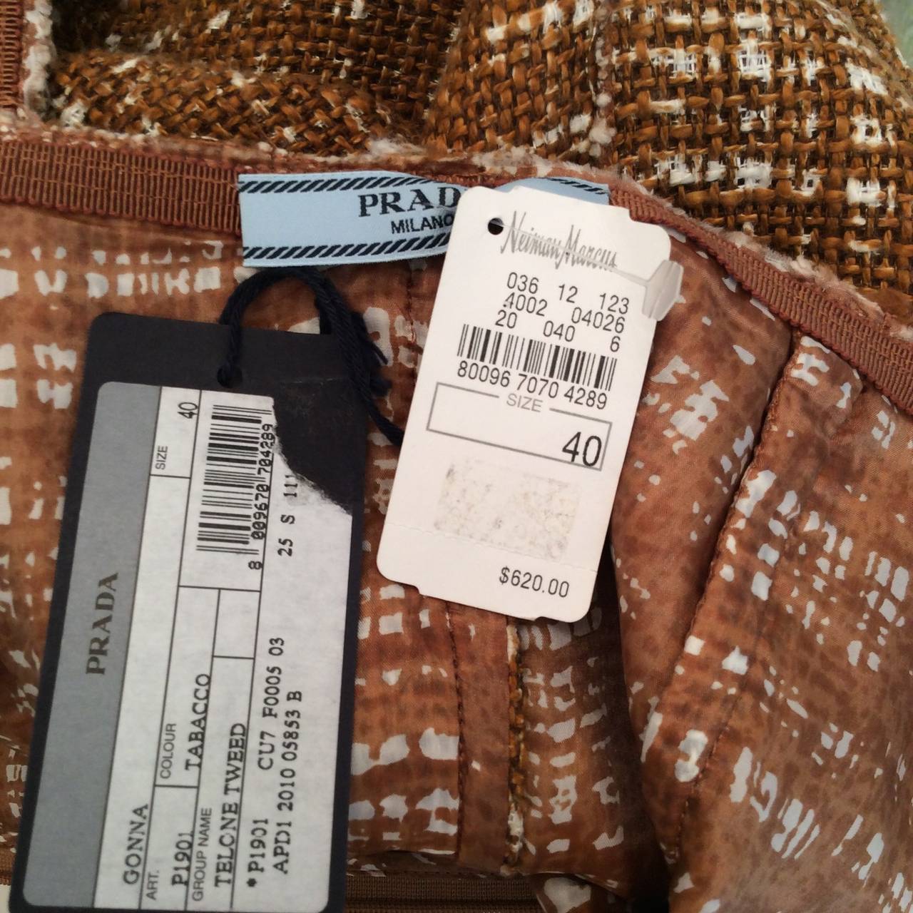 Brown New Prada Cotton and Linen Skirt - Size 40 For Sale