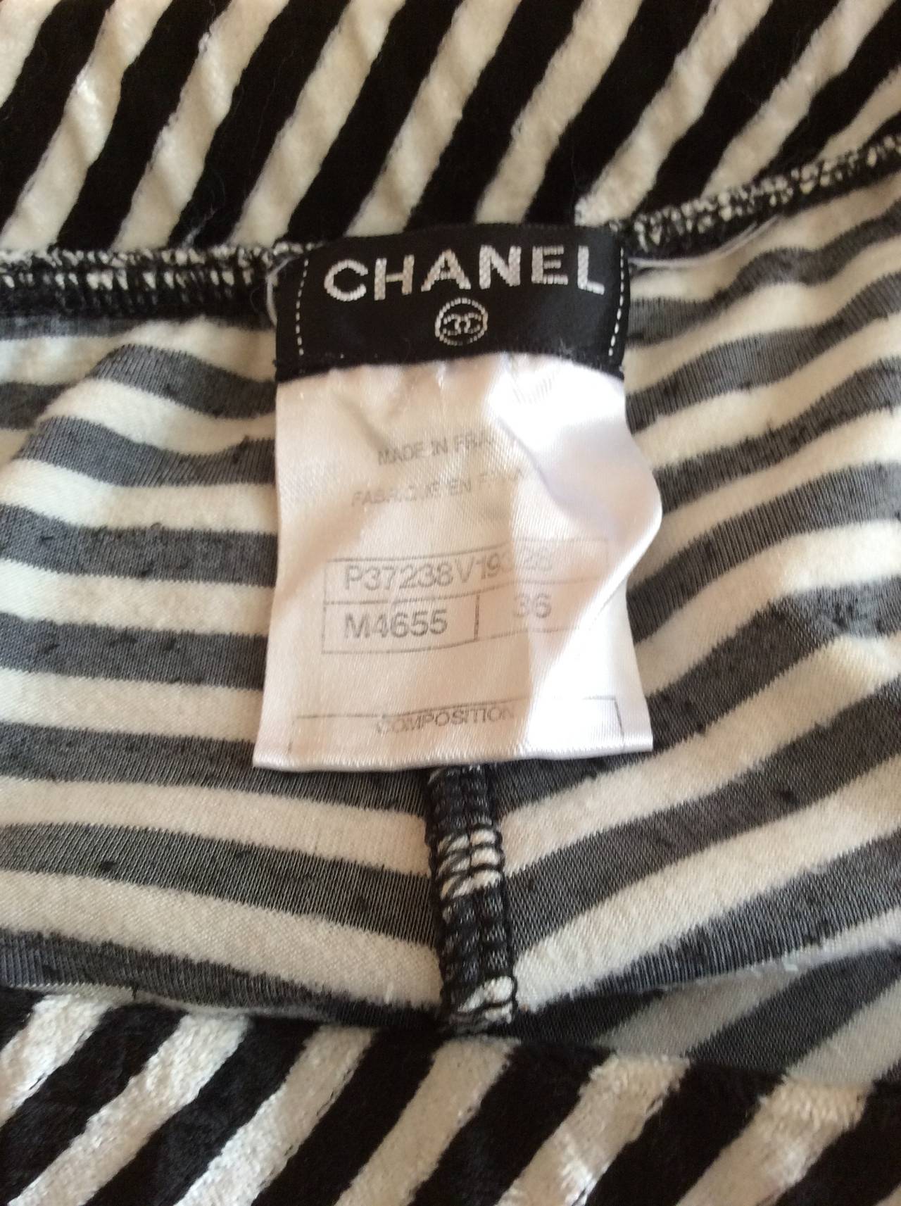 Chanel Black and White Striped Pants In Excellent Condition In Boca Raton, FL