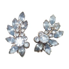 Blue Rhinestone Fab 1950's Earrings 1950's