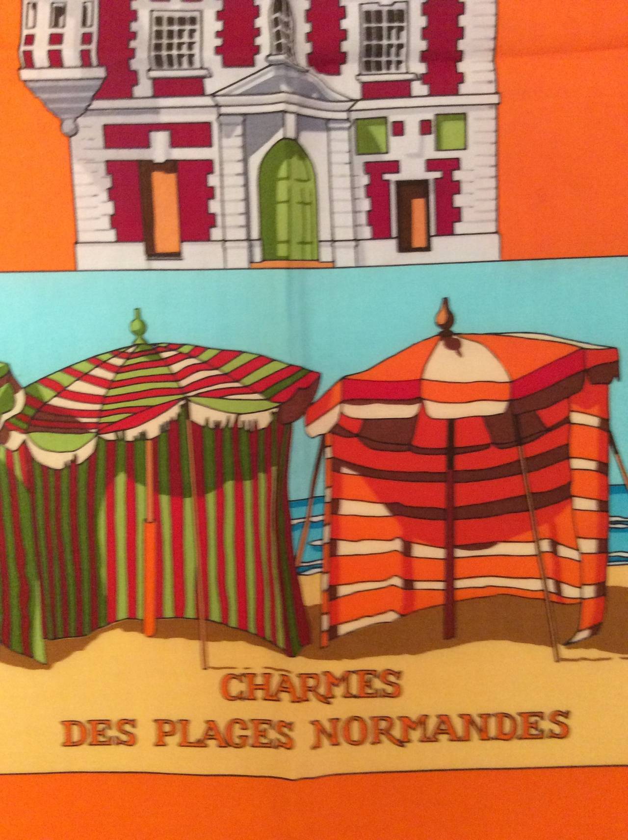 Hermes Scarf - 100% Cotton - Beaches of Normandy In Excellent Condition In Boca Raton, FL
