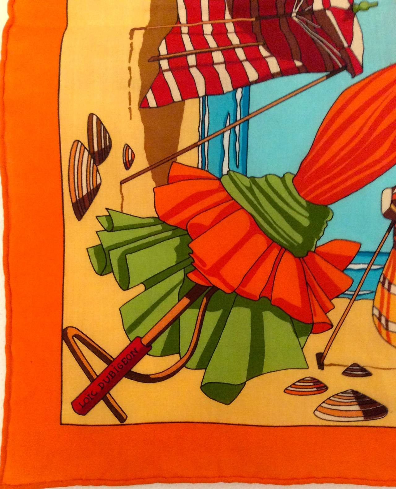 Orange Hermes Scarf - 100% Cotton - Beaches of Normandy