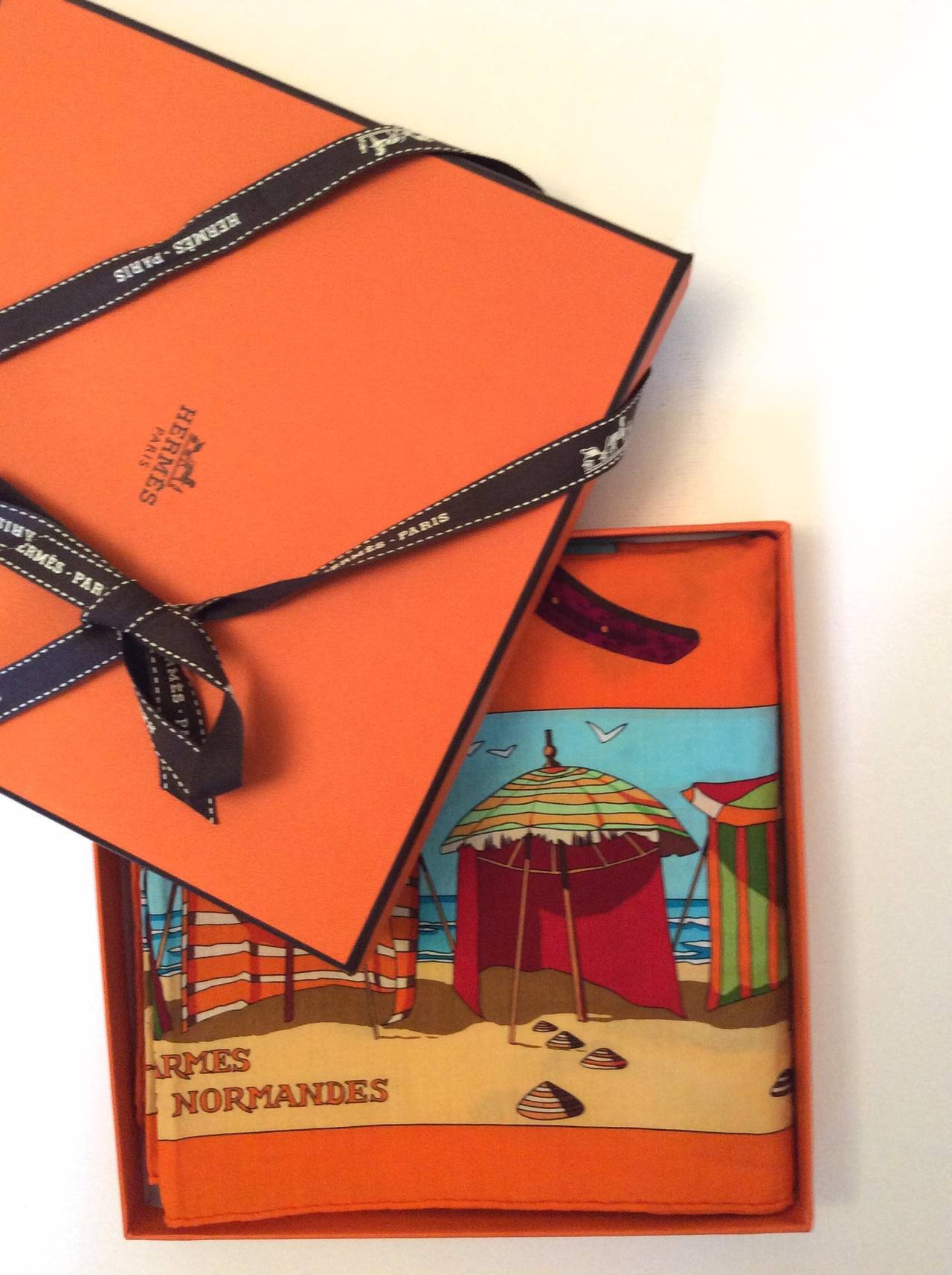Hermes Scarf - 100% Cotton - Beaches of Normandy 1