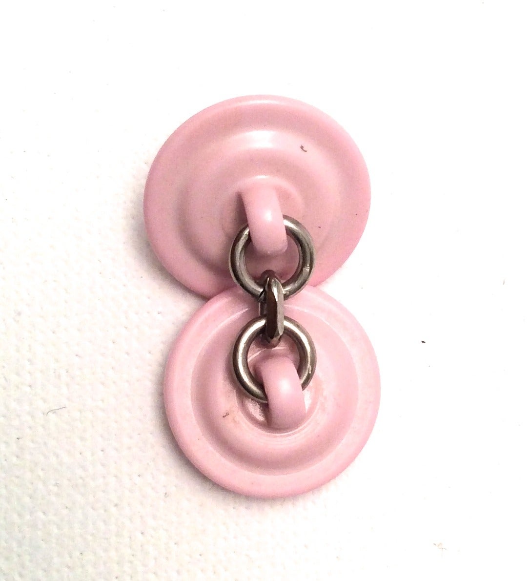 Chanel Pink and White CC Logo Cufflinks - 1980's In Excellent Condition For Sale In Boca Raton, FL