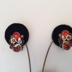 Weiss Rhinestone 3 Piece Brooch and Earring Set