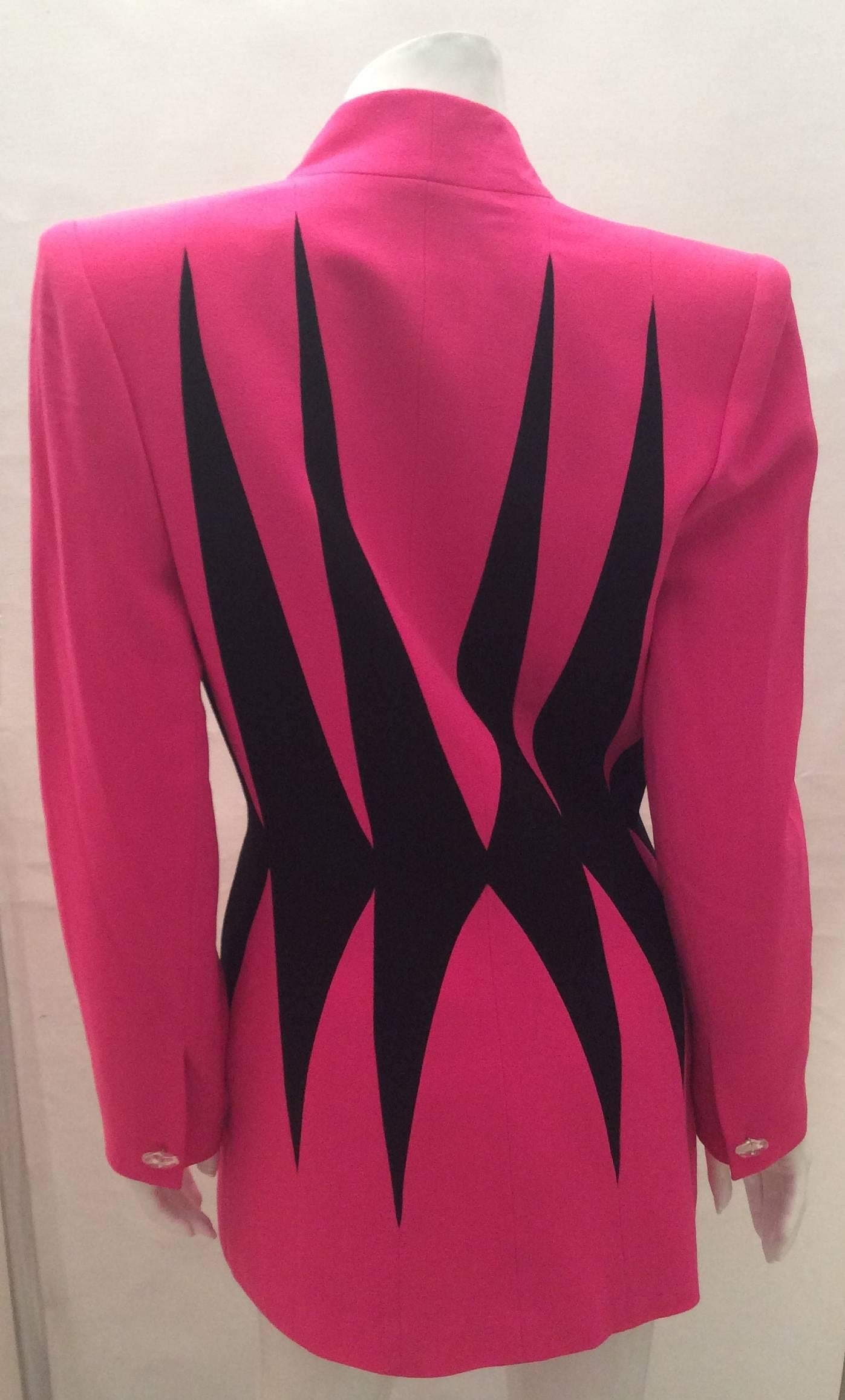 Red 1980's Catherine Gerard Magnificent Pink and Black Evening Jacket