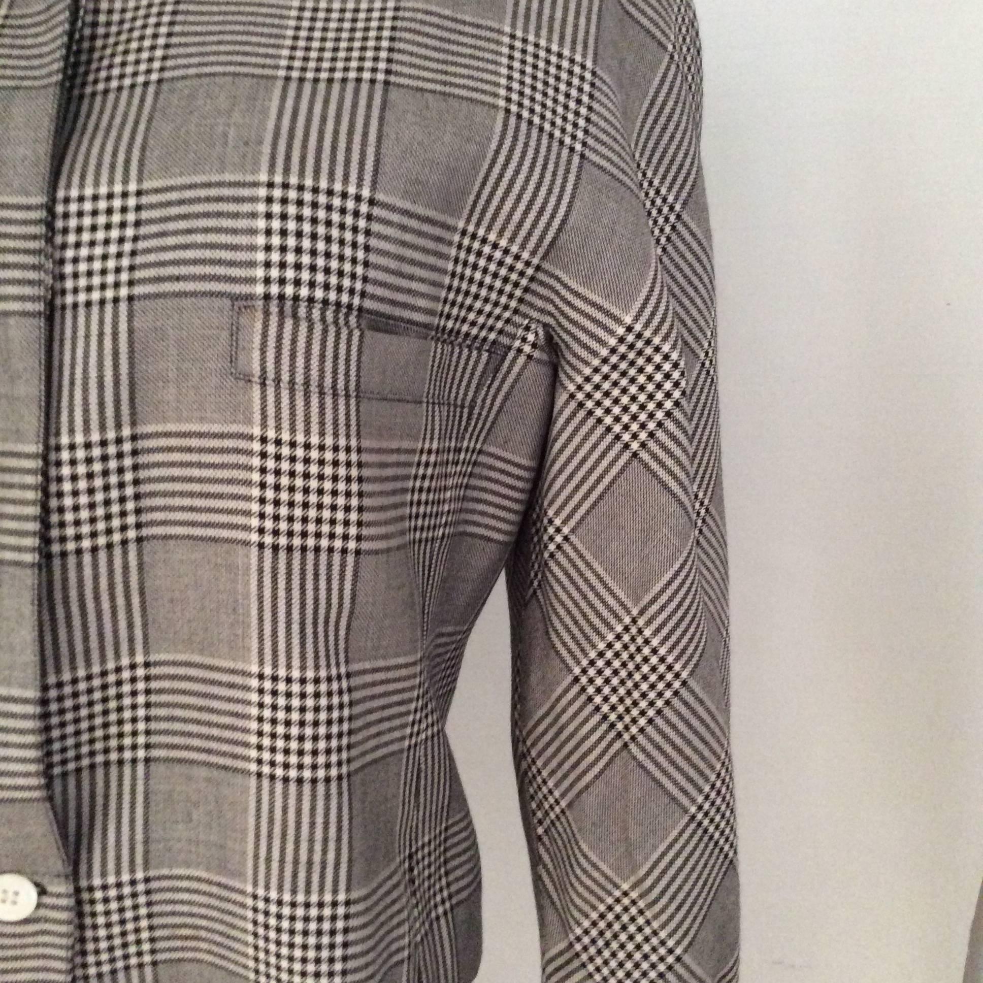Gray Genny Black and White Button Down Short Jacket  For Sale