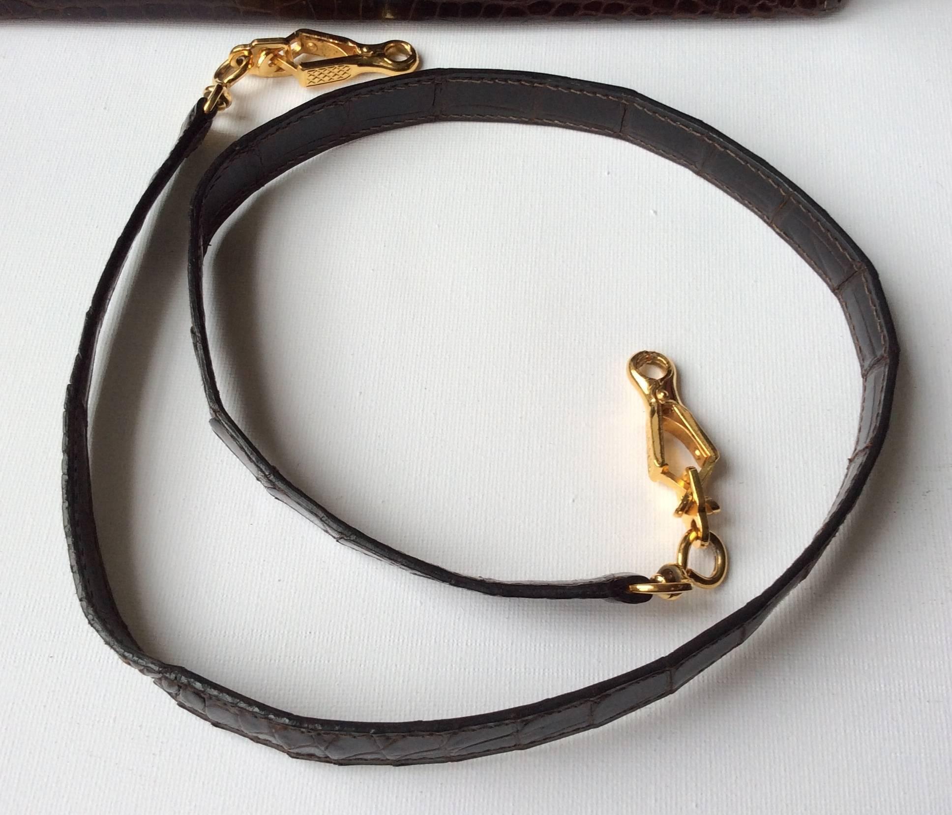 Hermes Kelly Crocodile - 28 - Brown - Vintage Property Sonia Rykiel In Excellent Condition In Boca Raton, FL