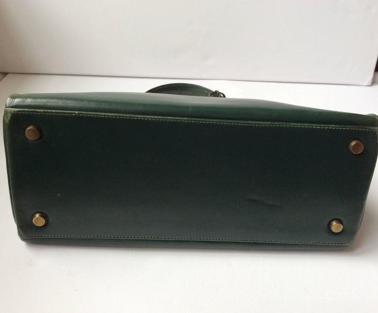Hermes Kelly - 28 - Green Box Leather - Vintage at 1stDibs