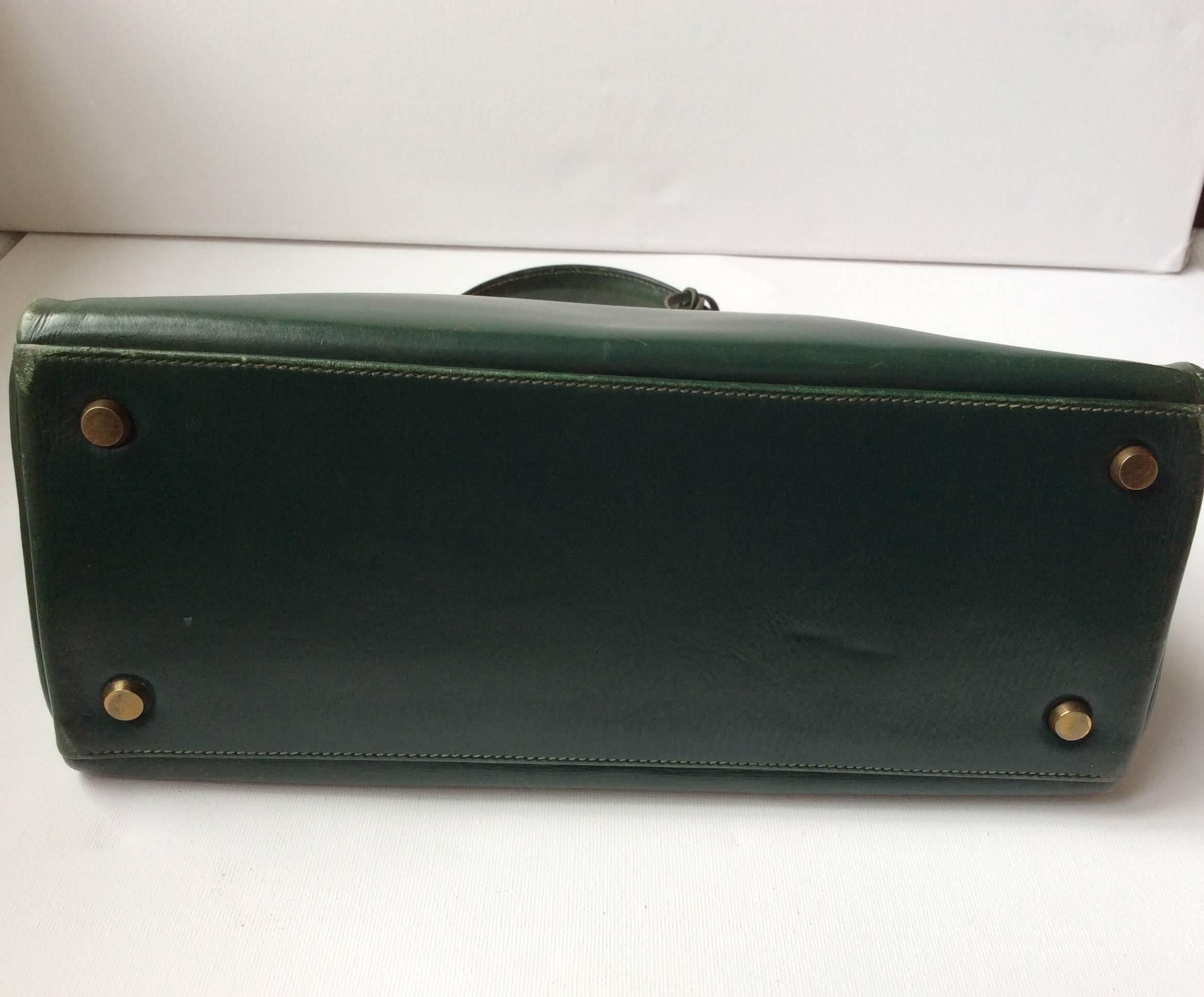 Hermes Kelly - 28 - Green Box Leather - Vintage 3
