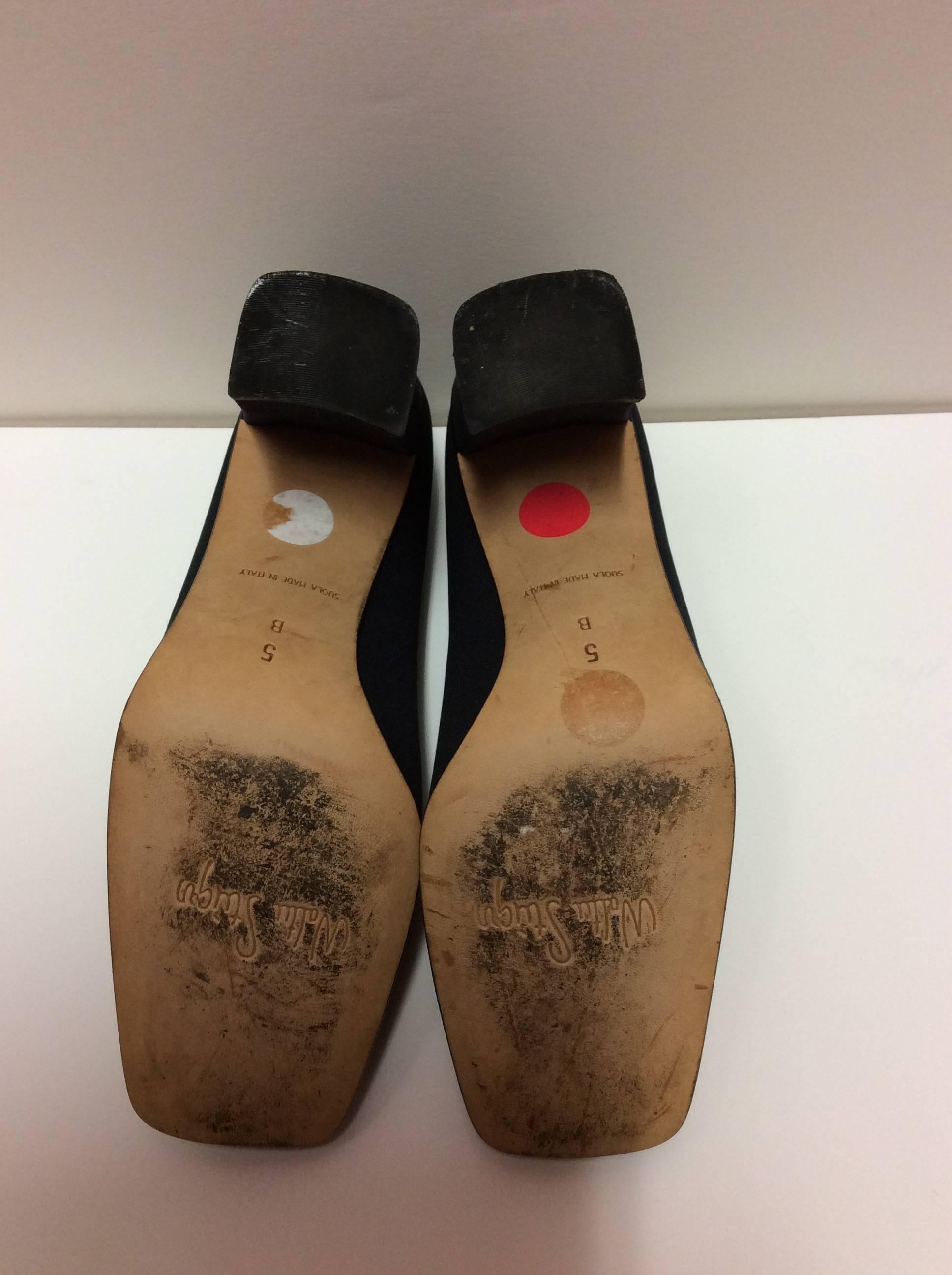 Walter Steiger Vintage 1980's Black Satin Shoes - Size 5 For Sale 3